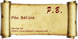Pós Bálint névjegykártya